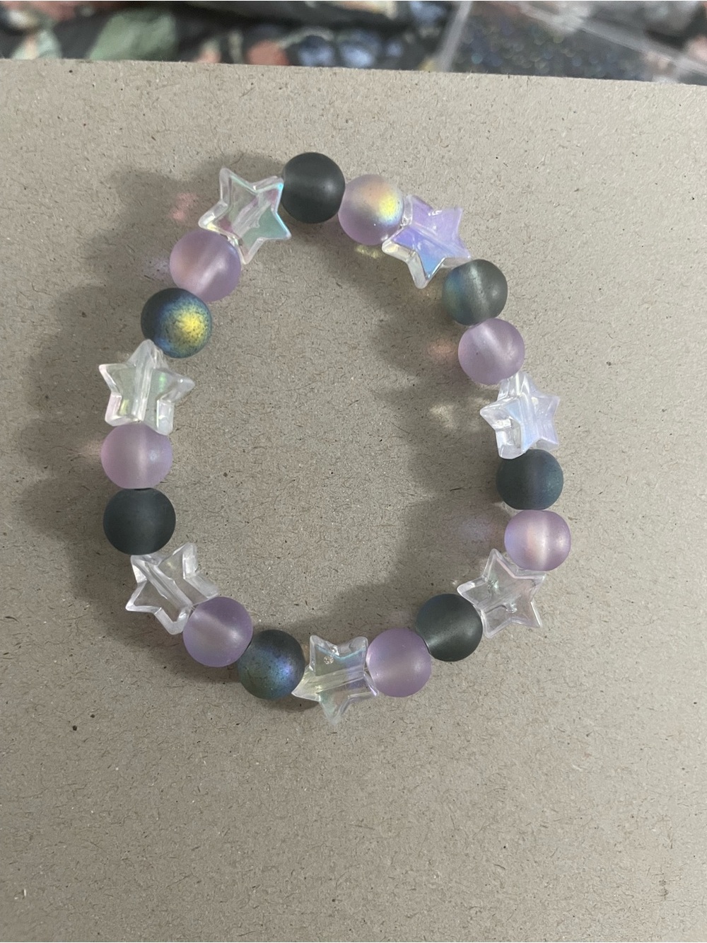Star Bead Bracelet - Purple and Clear